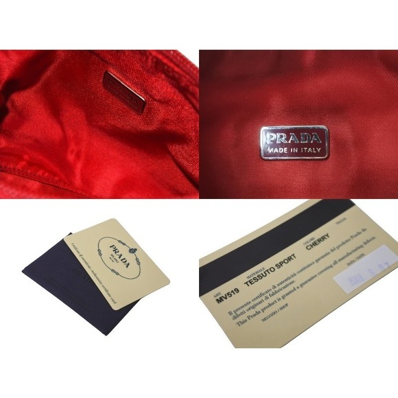 Prada Hobo Handbag One Shoulder Nylon Red - Picture 9 of 9